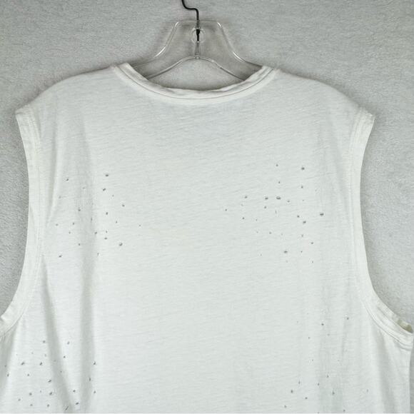 VINCE  Distressed Muscle Tank Top In White Size L Sporty Athleisure Casual Layer - Picture 9 of 13